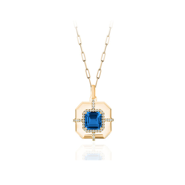 Genuine London Blue Topaz and Diamond Necklace (40841)