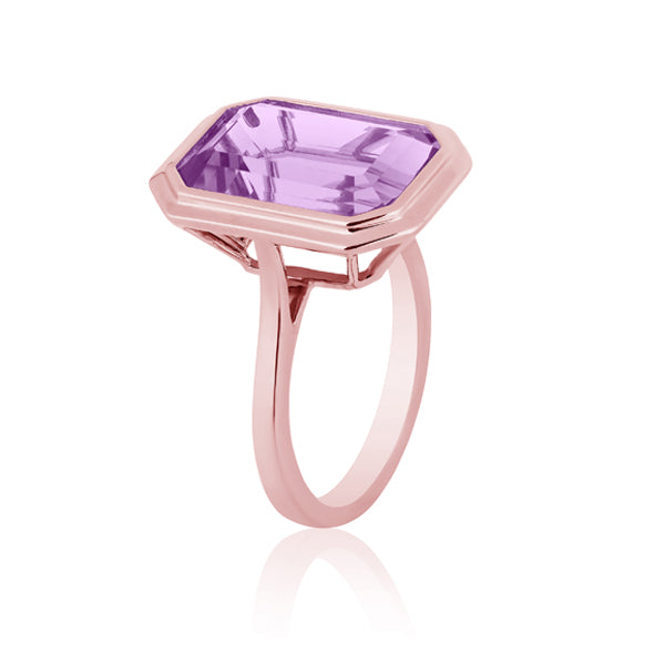 Genuine Lavender Amethyst Bezel Ring (40845)