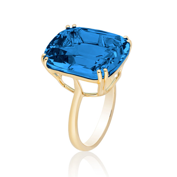 Genuine London Blue Topaz Solitaire Ring (40846)