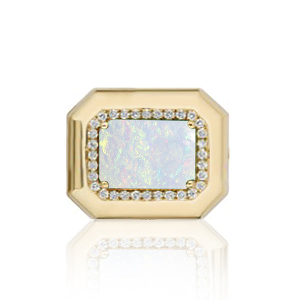 Genuine Opal and Diamond Halo Ring (40849)