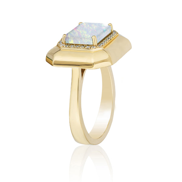 Genuine Opal and Diamond Halo Ring (40849)