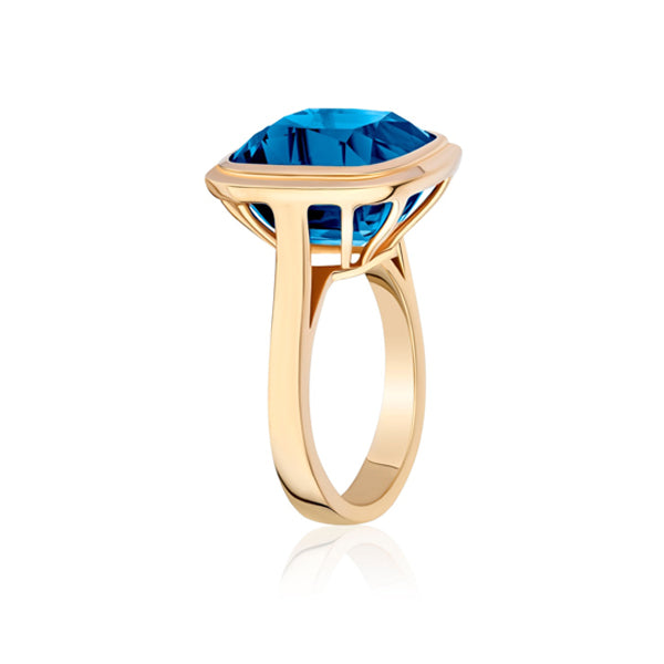 Genuine London Blue Topaz Bezel Ring (40850)