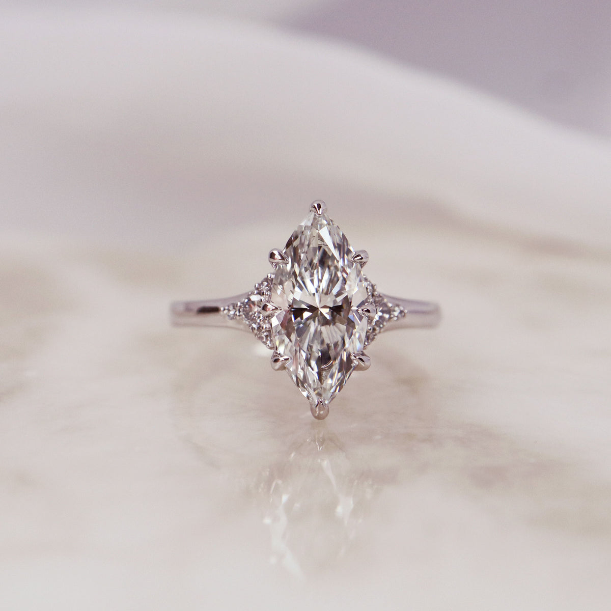 Diamond Accented Marquise Engagement Ring - LG 2.20ct (41058)