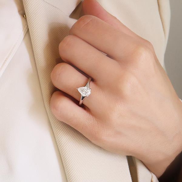 Diamond Pear Cut Solitaire Engagement Ring LG 1.06ct (37855)
