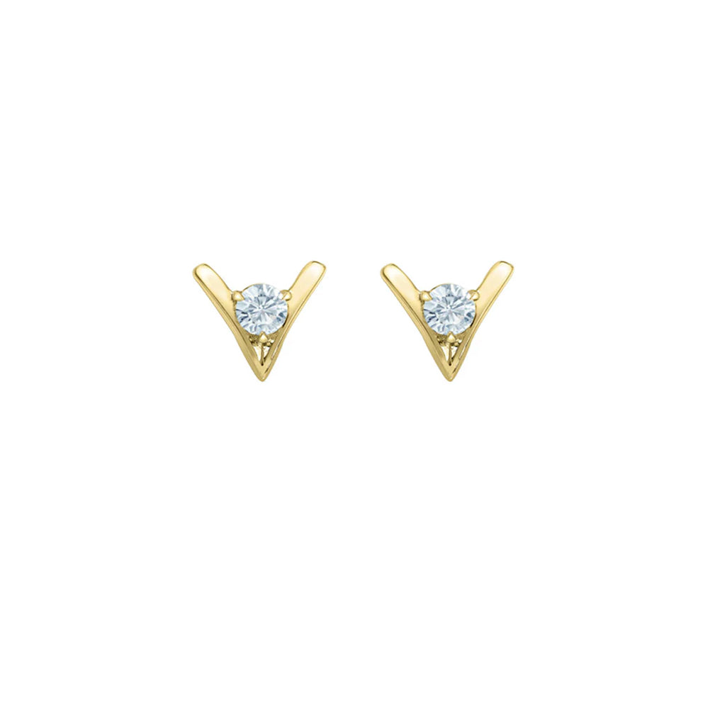 Diamond Solitaire V Stud Earrings - LG .50ct (39432)