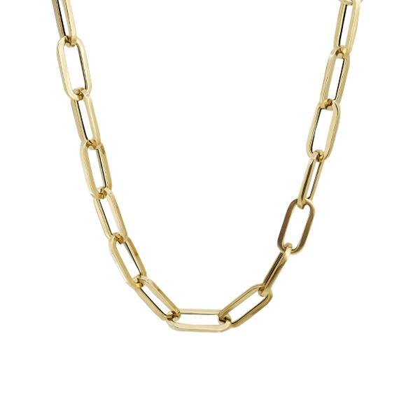 Gold Paperclip Link Necklace 9mm 18inch (37196)