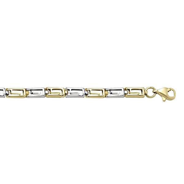 Gold Fancy Link Two Tone Bracelet (37518)