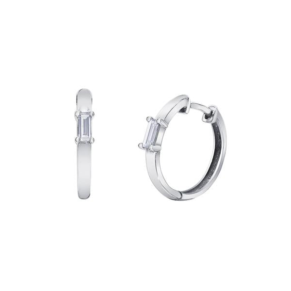 Diamond Straight Baguette Huggie Earrings .16ct (38683)