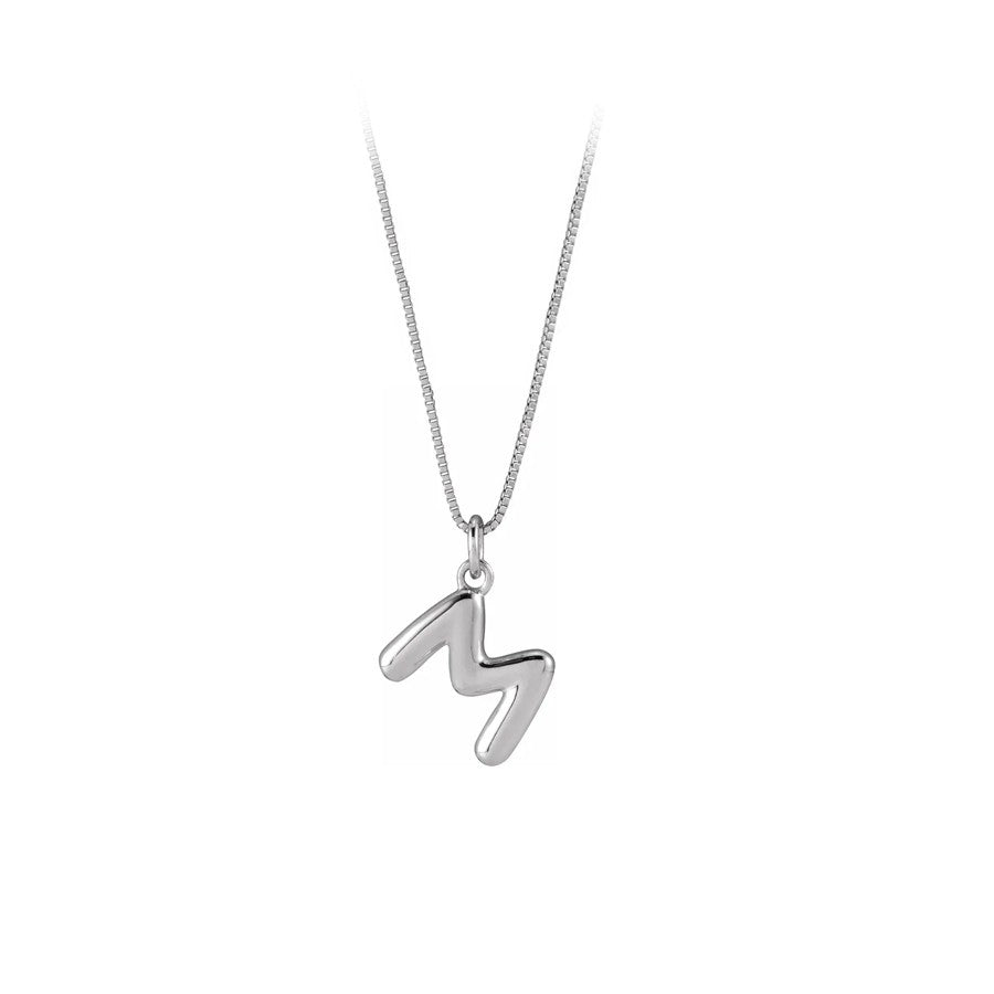 Sterling Silver Bubble Initial 'M' Necklace (39339)