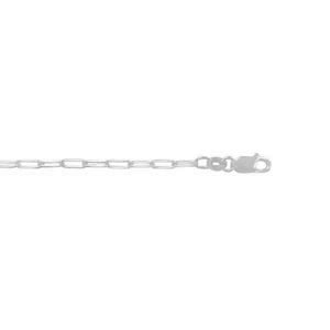 Sterling Silver Paper Clip Link Bracelet 2mm 7.5in