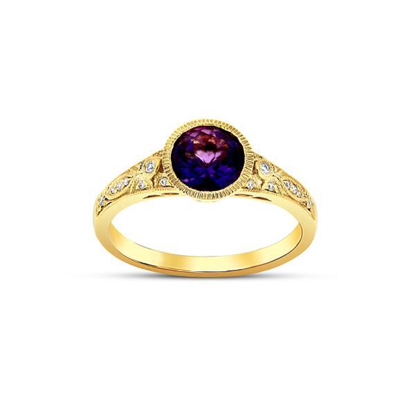 Genuine Amethyst and Diamond Ring