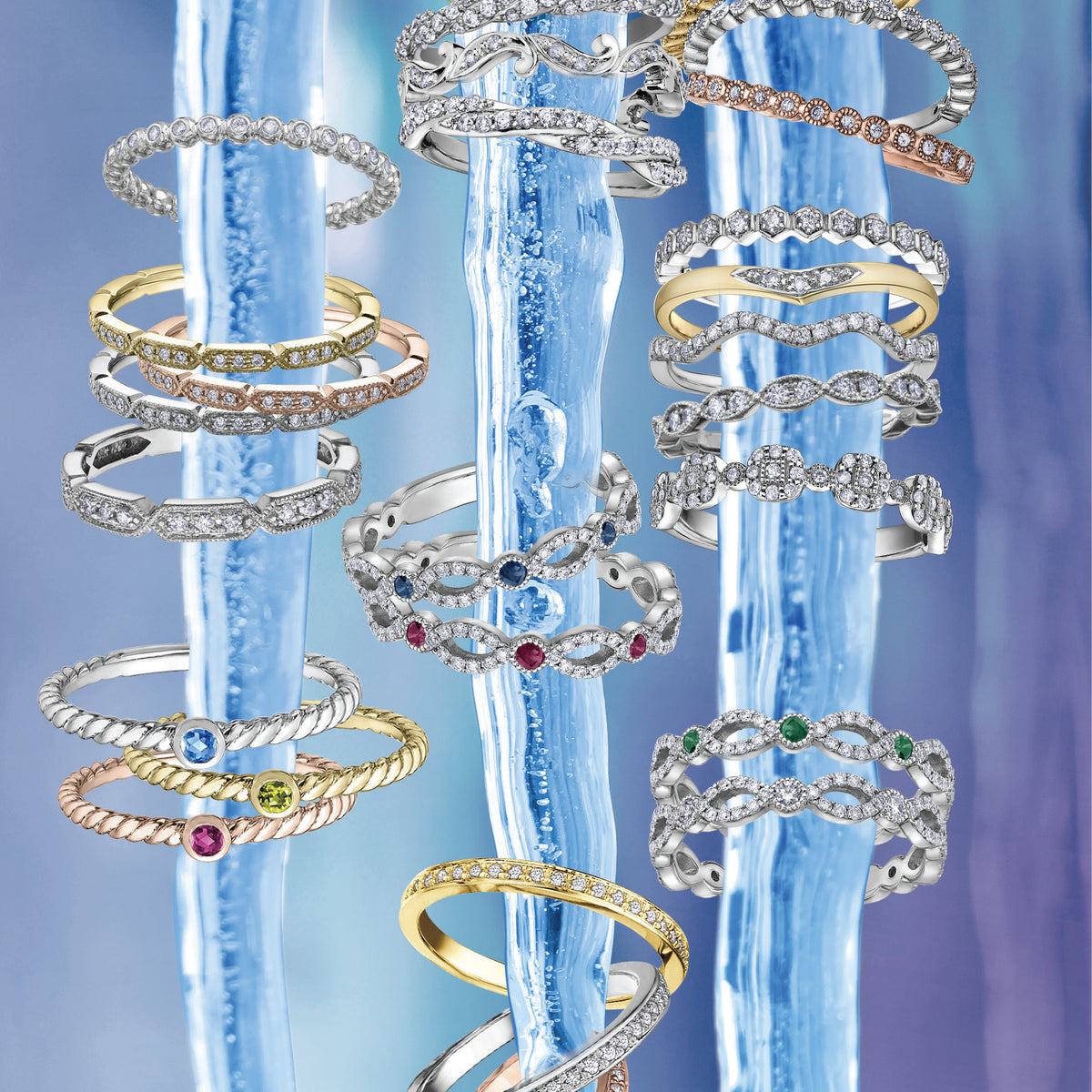 Rose Gold Chi Chi Stackable Rings Rose Gold Ring With Chain Detail