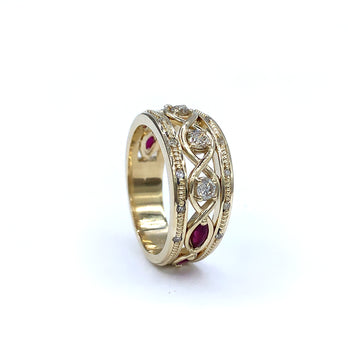 Twisted Diamonds & Rubies Custom Ring