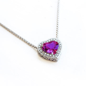 Heart Shaped Pink Sapphire Custom Necklace