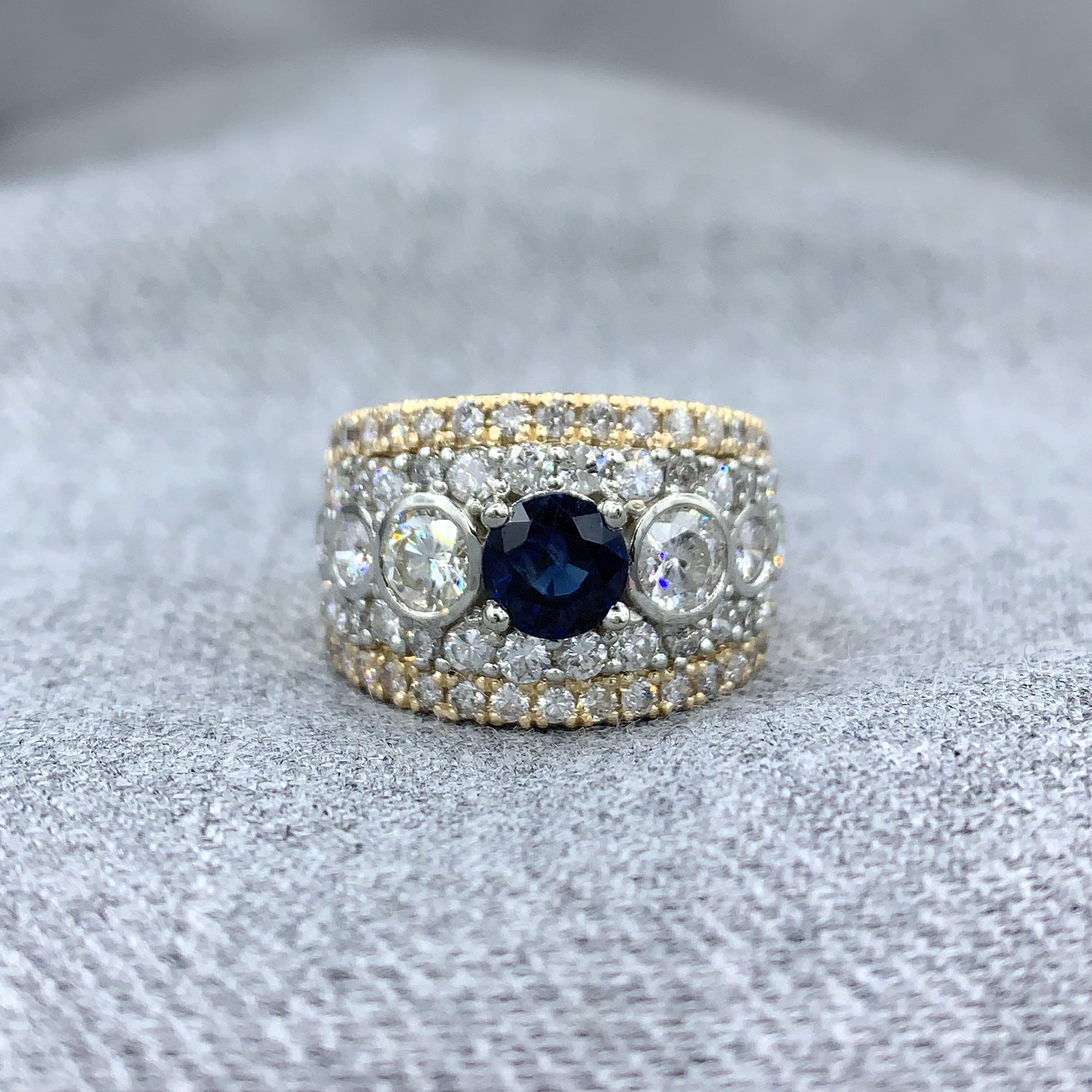 Her sapphire & diamond Anniversary ring