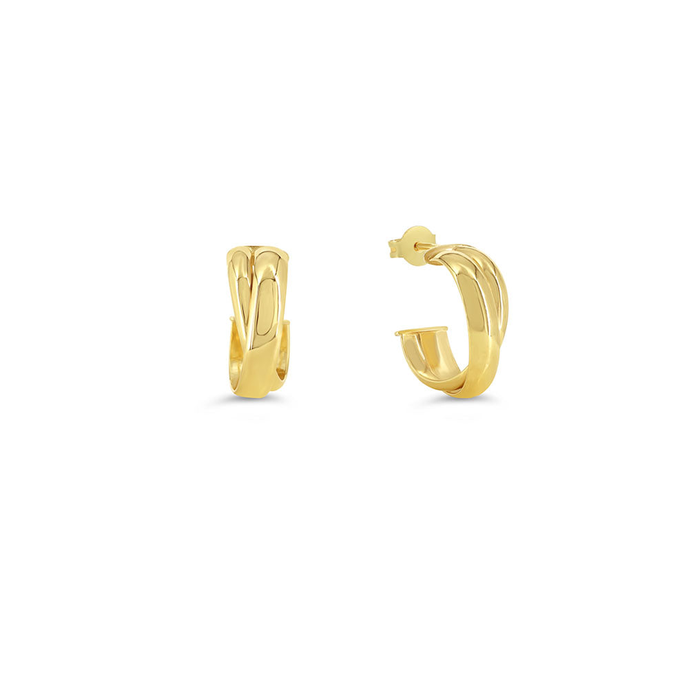 SempreORO Earrings - 2 Row Crossover J-Studs (41122)