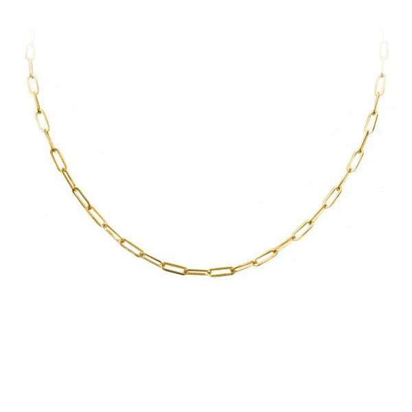 Gold Paperclip Link Necklace - 18 inch 3mm 14 Karat (35528)