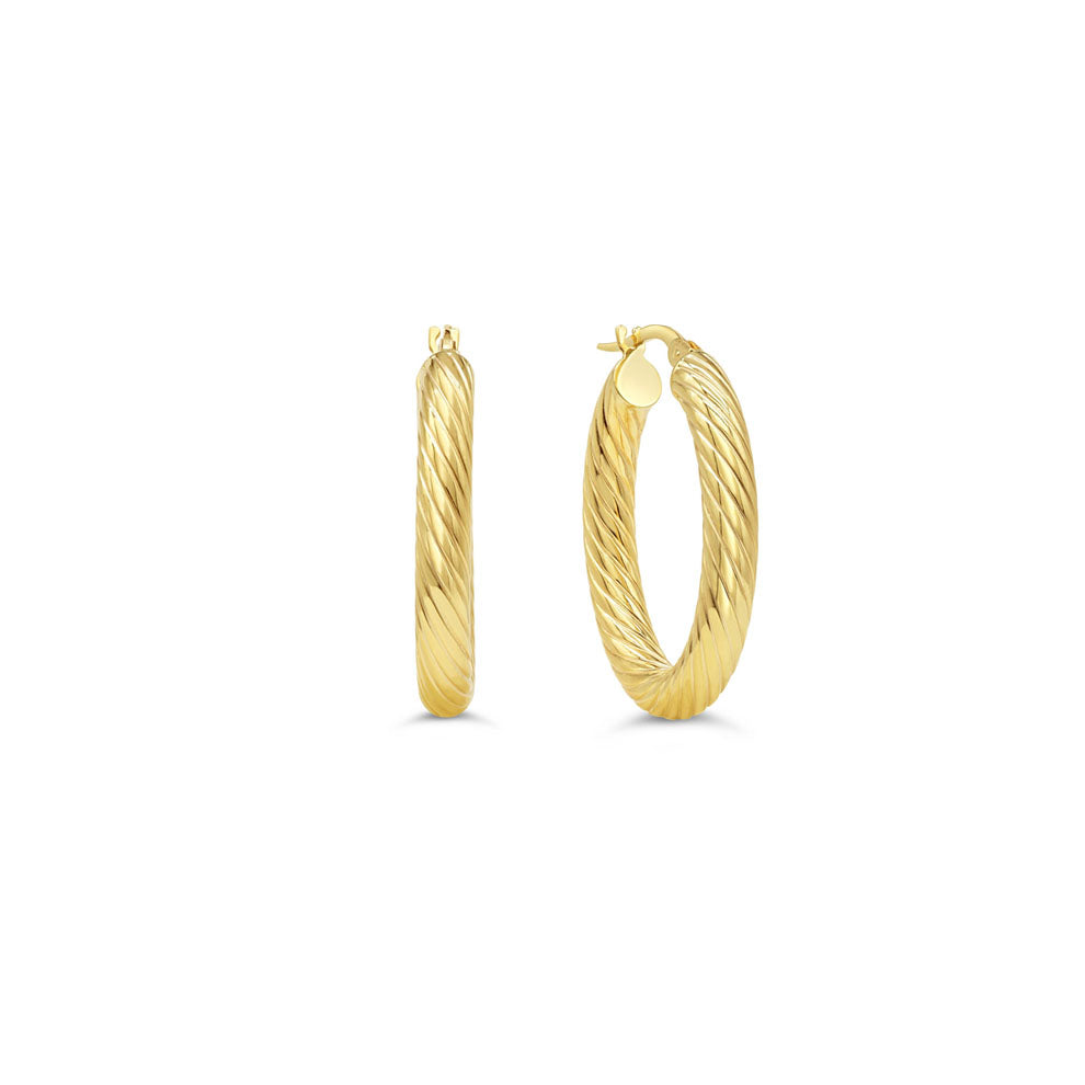 Gold Oval Twisted Hoop Earrings (37553)