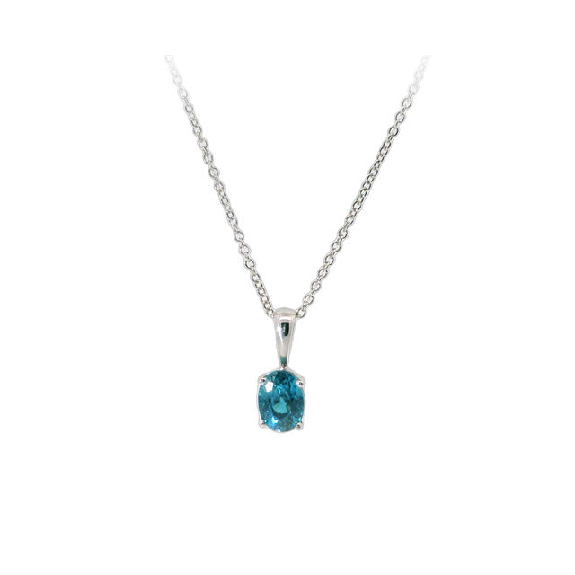 Genuine Oval Blue Zircon Pendant (38844)