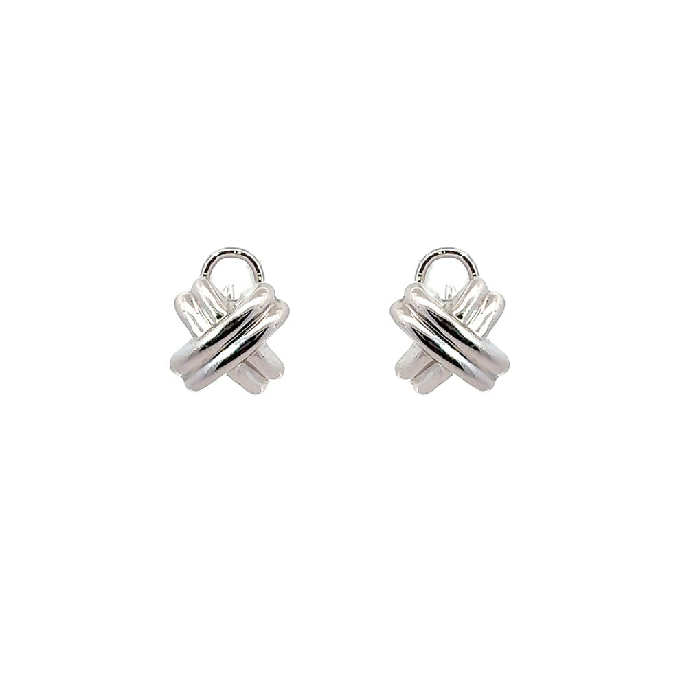 Gold Crossover Omega Stud Earrings (38572)