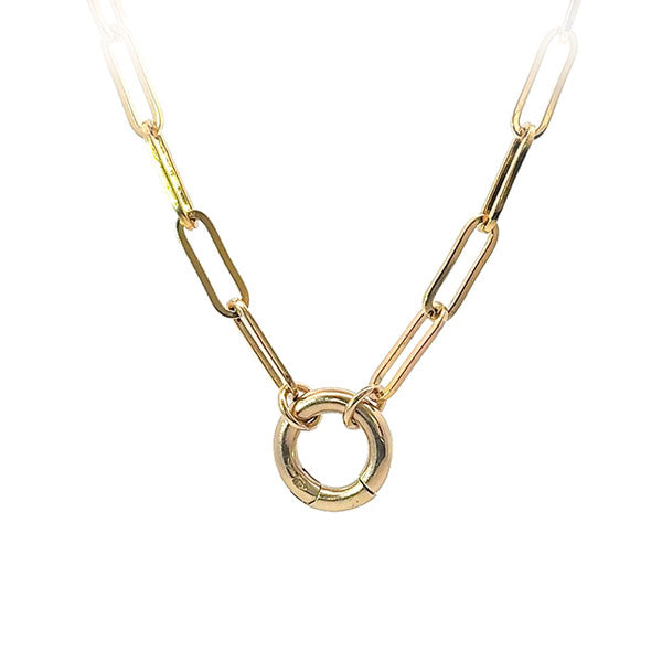 Gold Paperclip Chain with Circular Charm Bail 18in (36643)