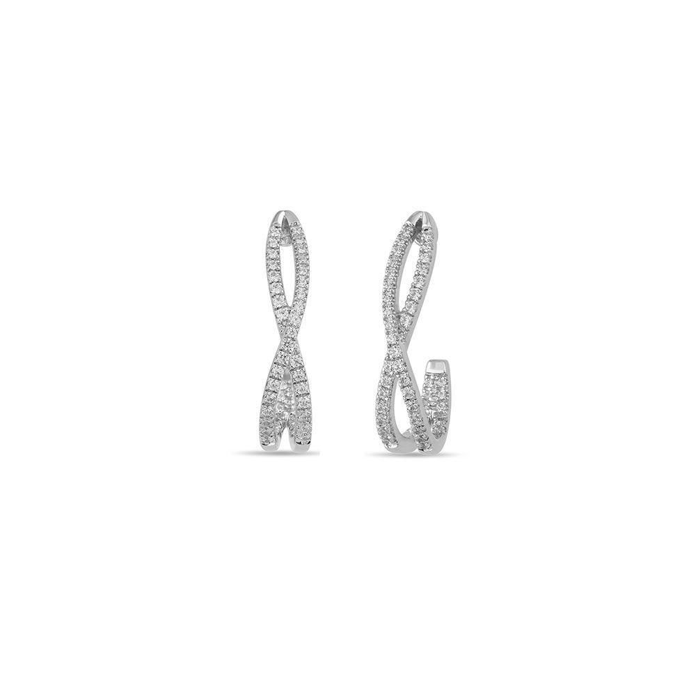 Diamond Crossover J-Stud Earrings .46ct (39389)