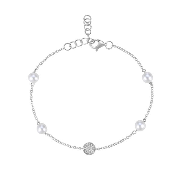Diamond and Pearl Station Bracelet .05ct (39817)