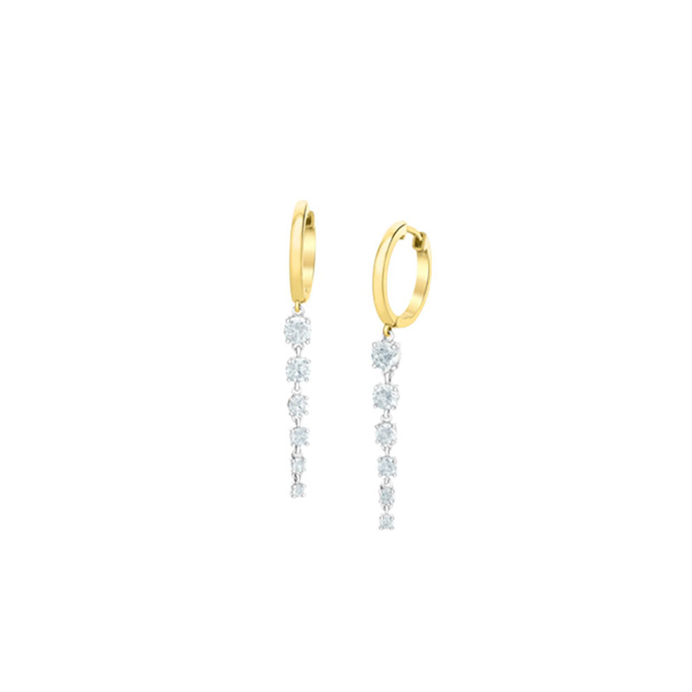 Diamond 6 Stone Drop Hoop Earrings - LG 1.00ct (39944)