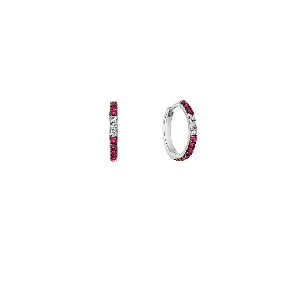 Genuine Ruby and Diamond Hoop Earrings (39994)