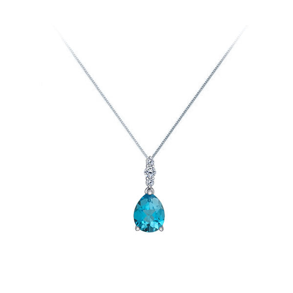 Genuine Blue Topaz and Diamond Pendant (40120)