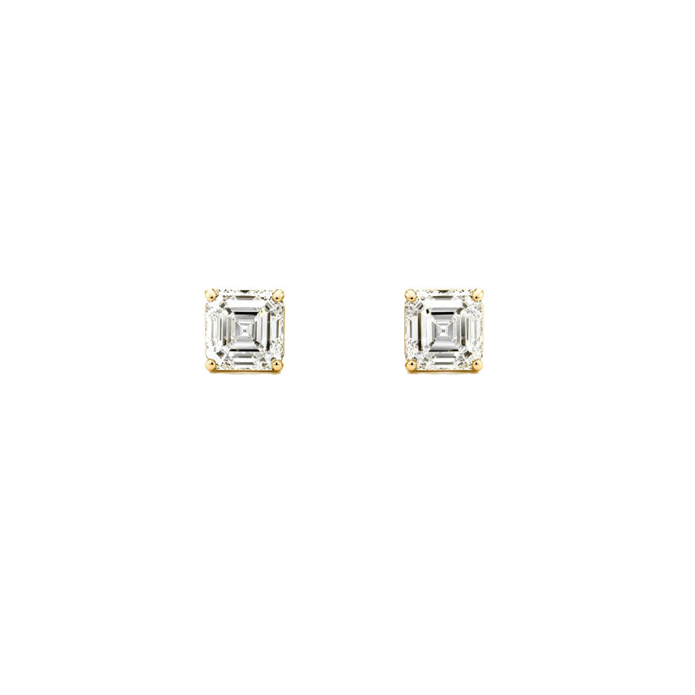 Diamond Asscher Cut Stud Earrings - LG 2.05ct (40905)