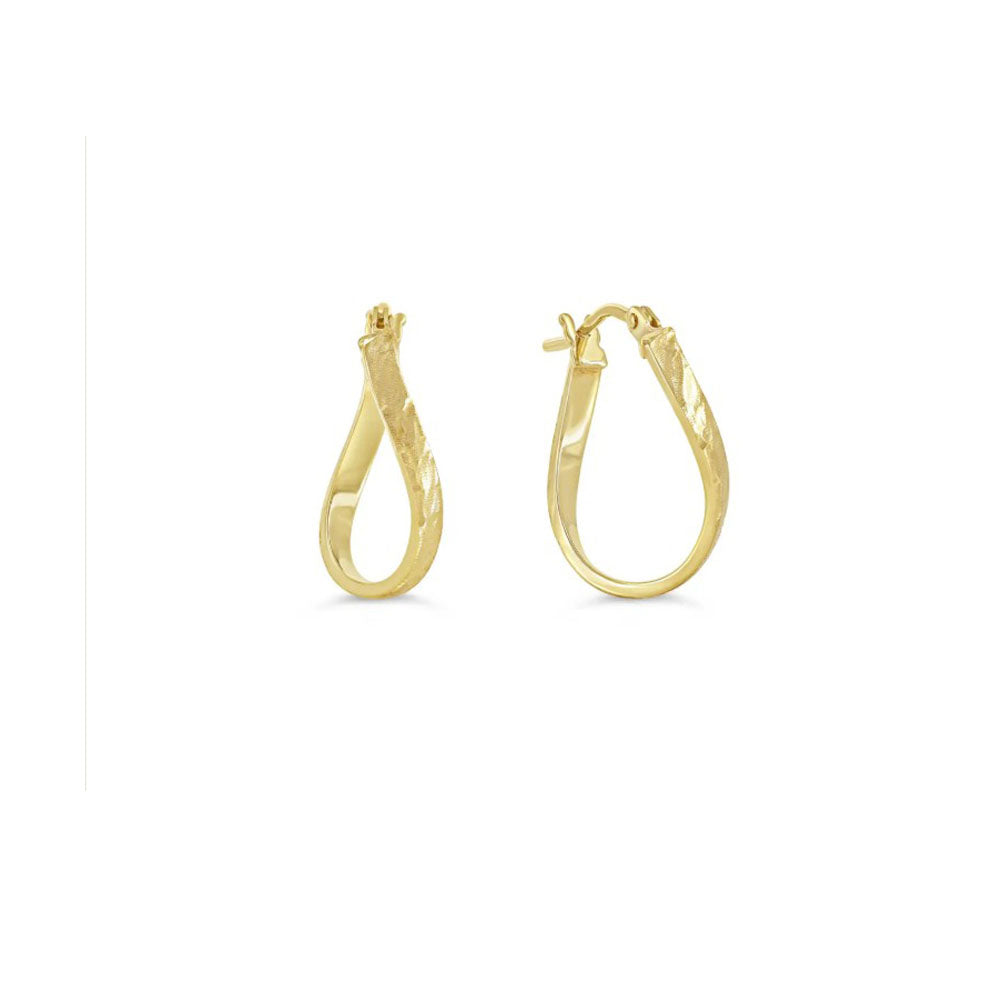 Gold Satin Textured Twist Hoop Earring (40999)