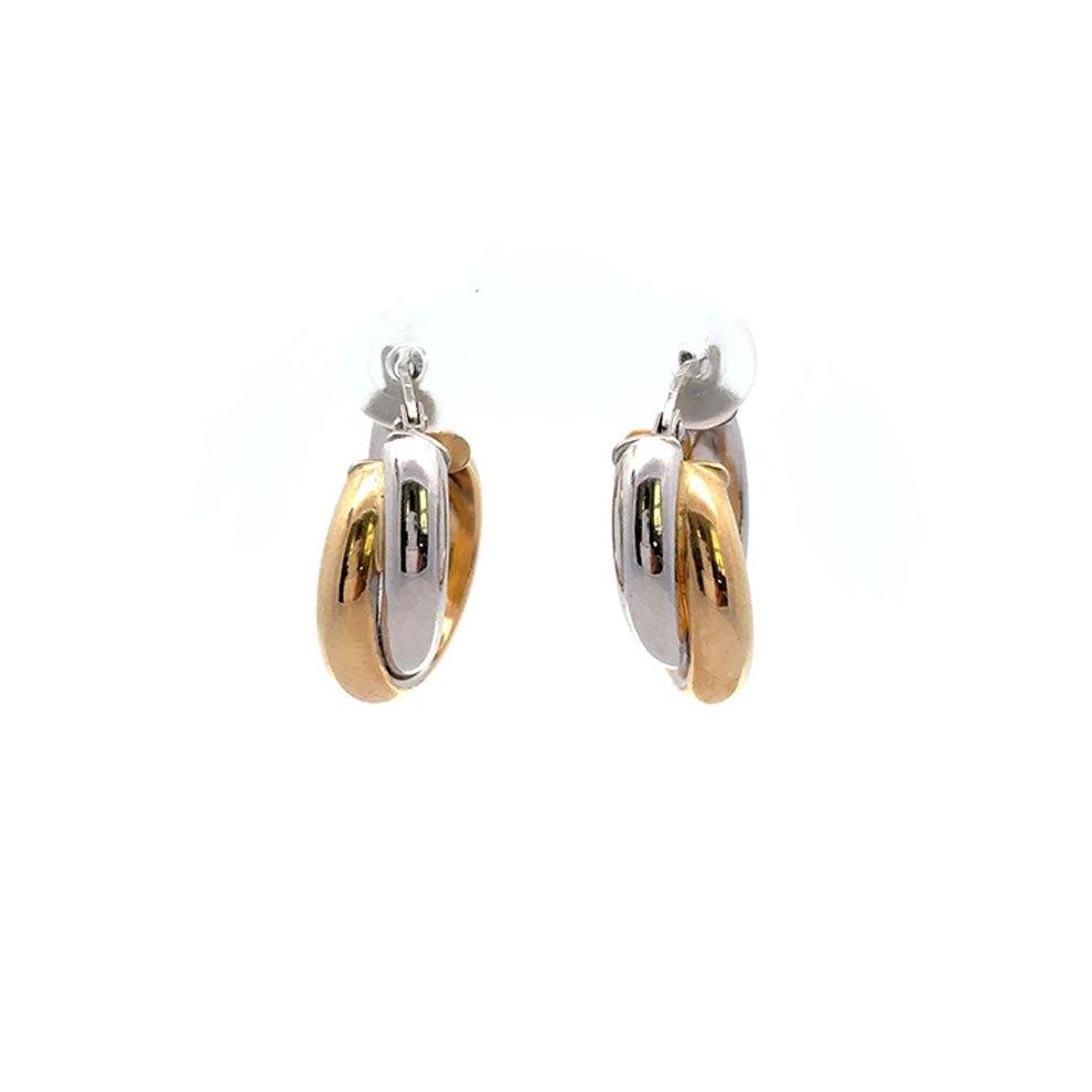 Gold Crossover 2-Tone Hoop Earrings (39732)