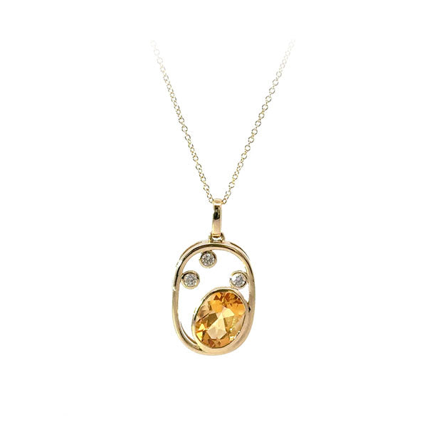 Genuine Citrine and Diamond Pendant (39860)