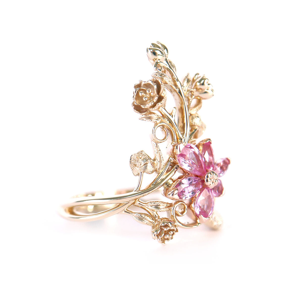Custom Designed Sapphire and Diamond Floral Ring (40861)