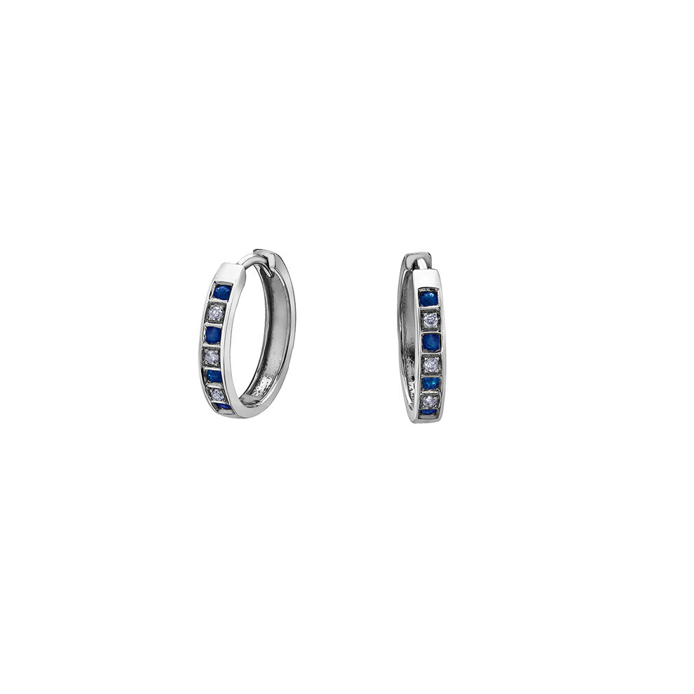 Genuine Sapphire and Diamond Huggie Earrings 14mm (29591)