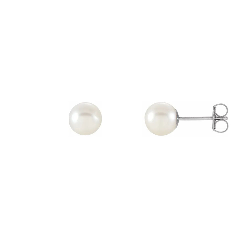 Genuine Pearl Stud Earrings - 7-7.5mm (37993)