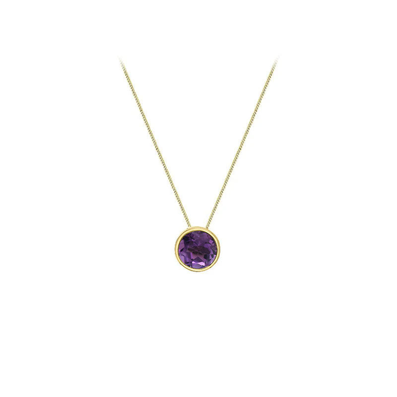 Genuine Amethyst Bezel Pendant (39587)