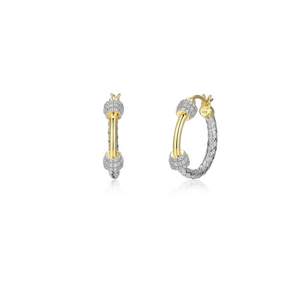 Sterling Silver and Yellow Gold Plated Hoop Earrings (40600)