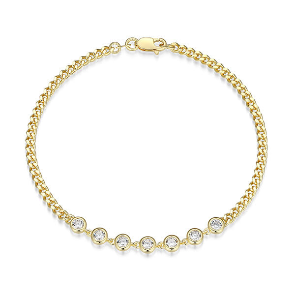Sterling Silver and Yellow Gold Plated Bezel Bracelet (40610)