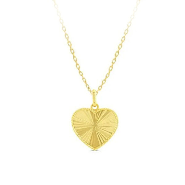 Gold Heart Pendant with Starburst Pattern  (41004)