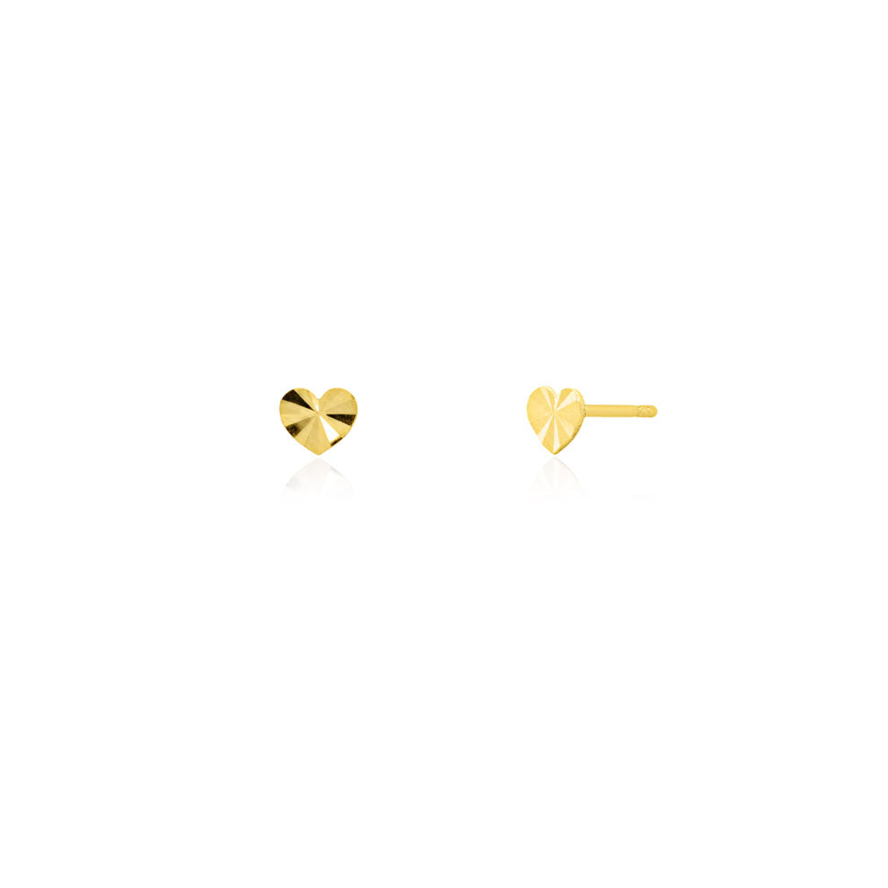 Gold Starburst Heart Stud Earrings (41037)