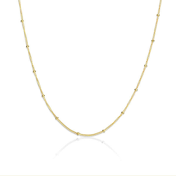 Gold Station Bead Curb Chain 14-16in (41066)