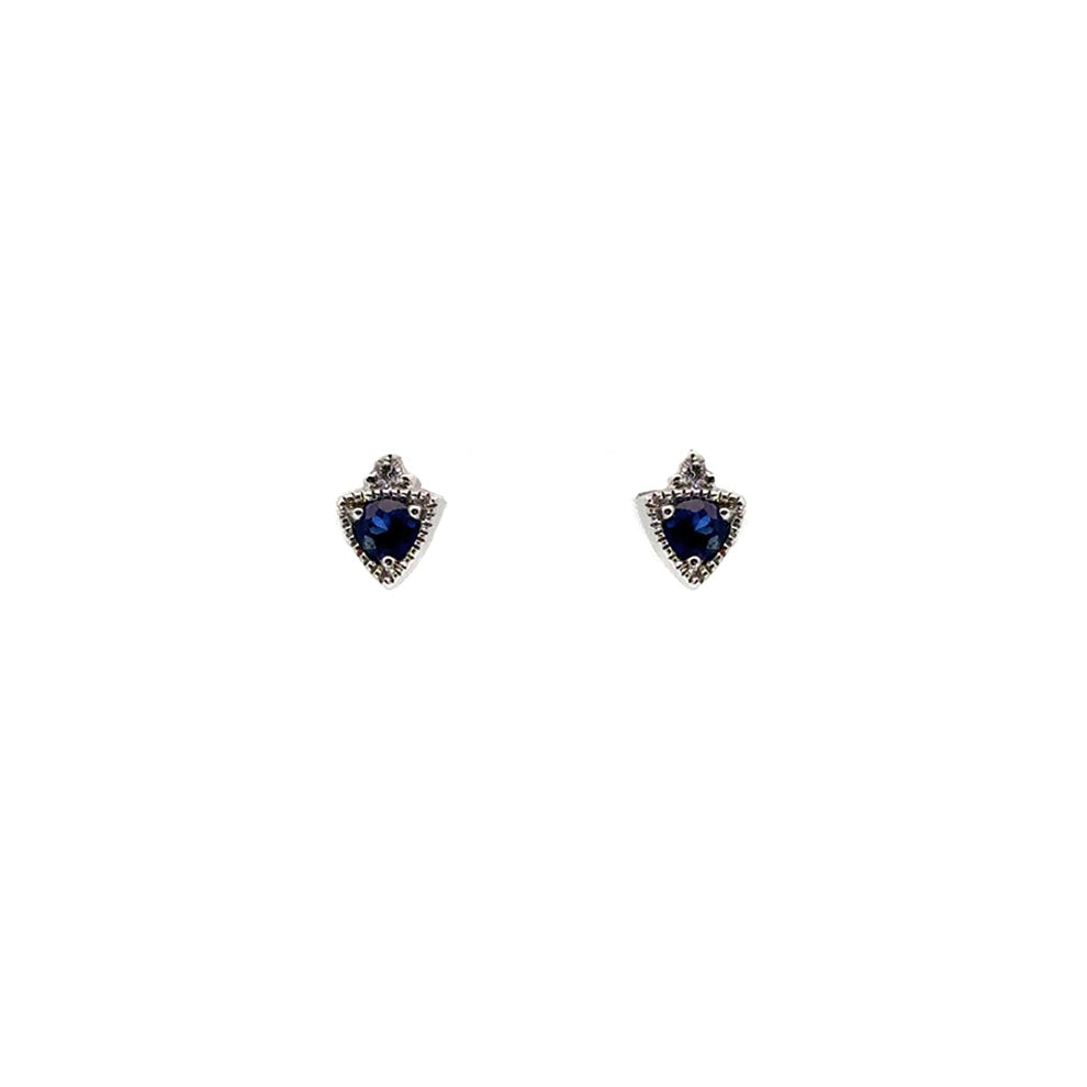 Genuine Sapphire and Diamond Stud Earrings (39998)