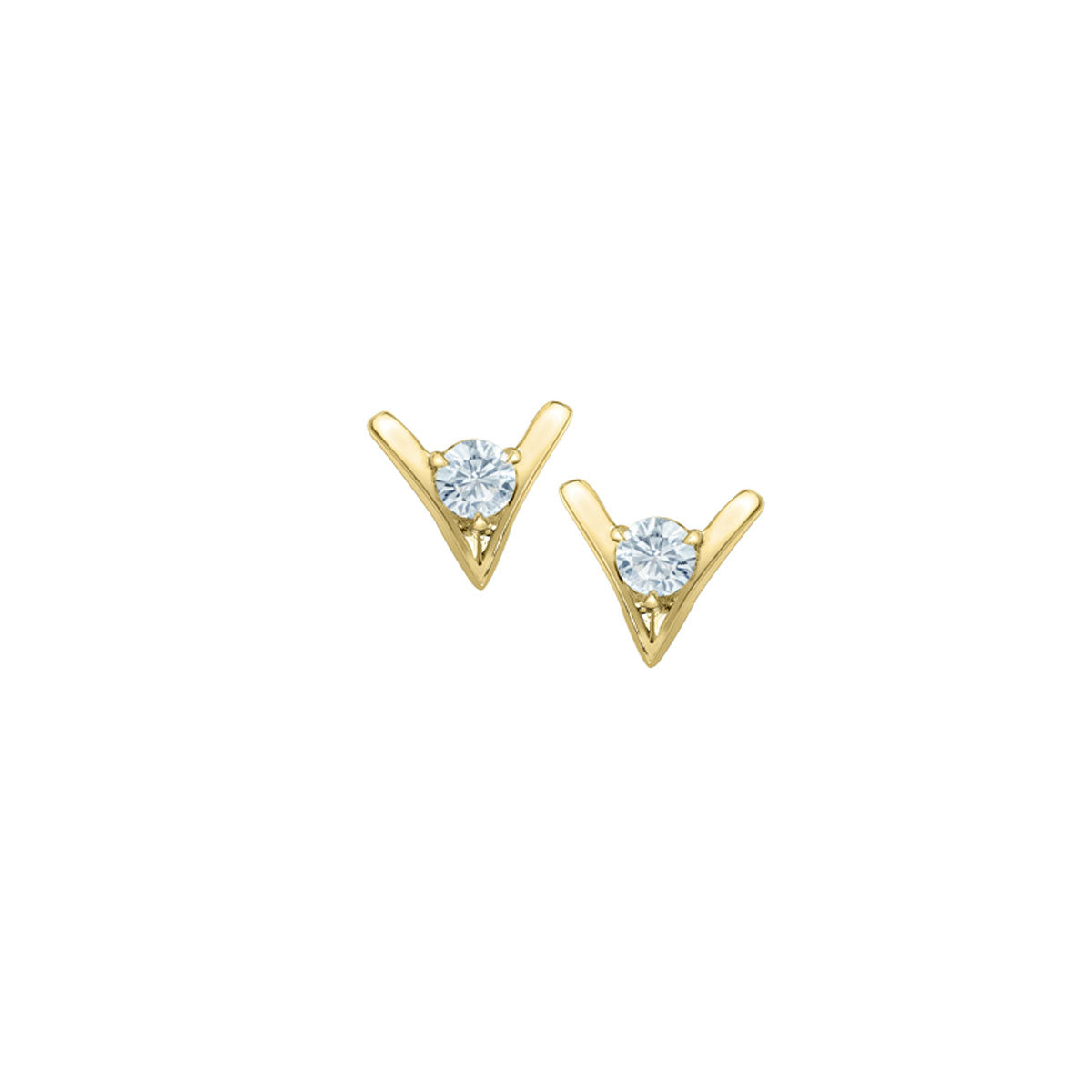 Diamond Solitaire V Stud Earrings - LG .50ctTW (39432)