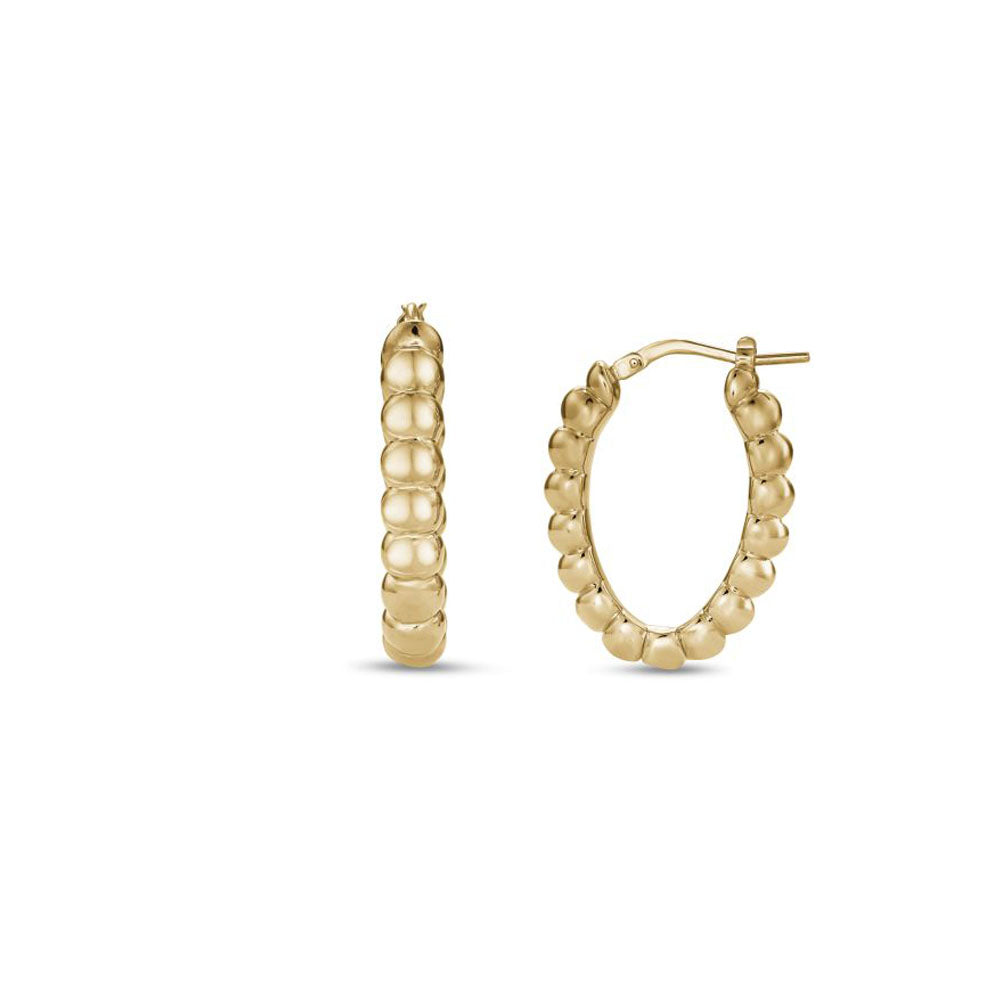 Gold Oval Bubble Hoop Earrings (40179)