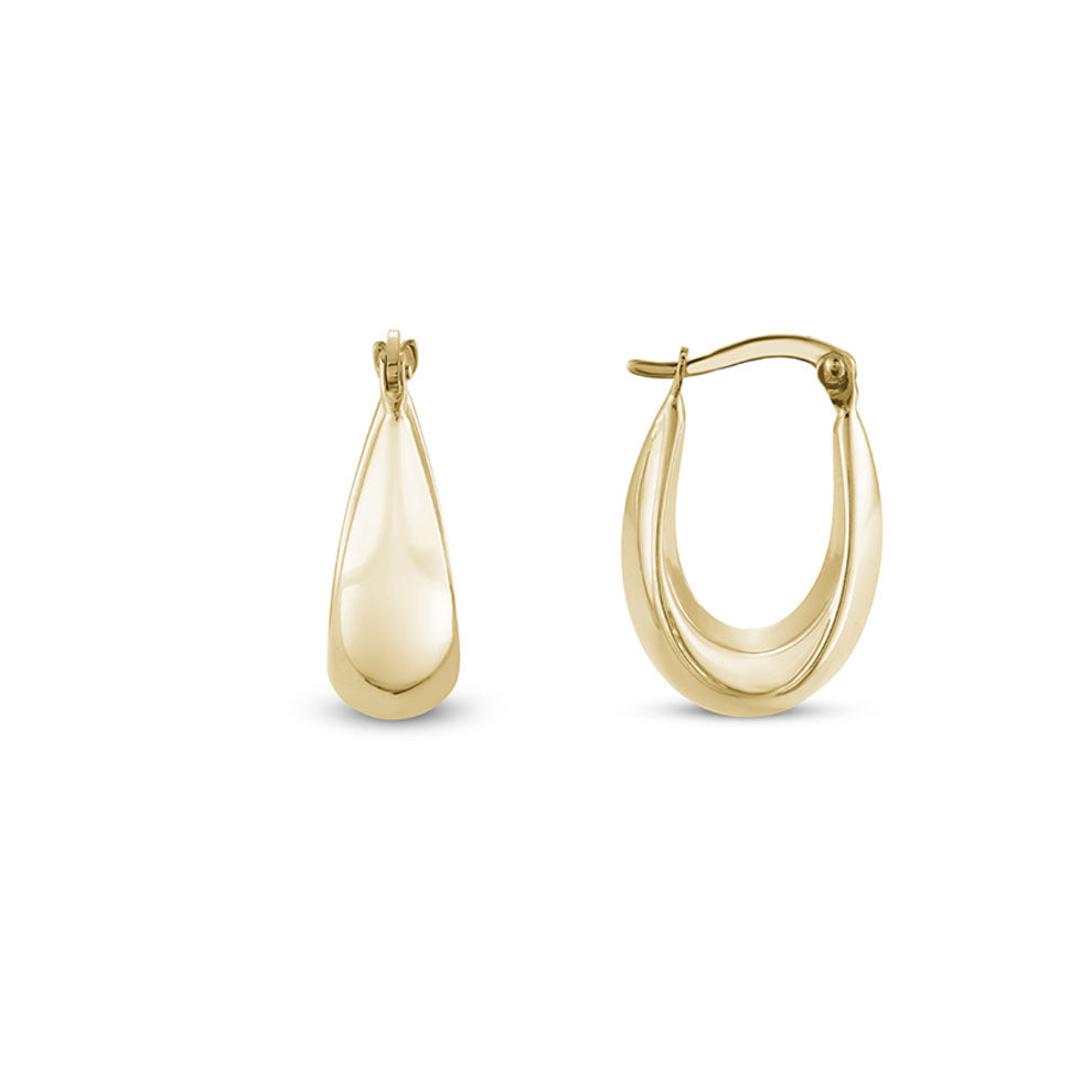 Gold Oval Knife Edge Hoop Earrings (40923)