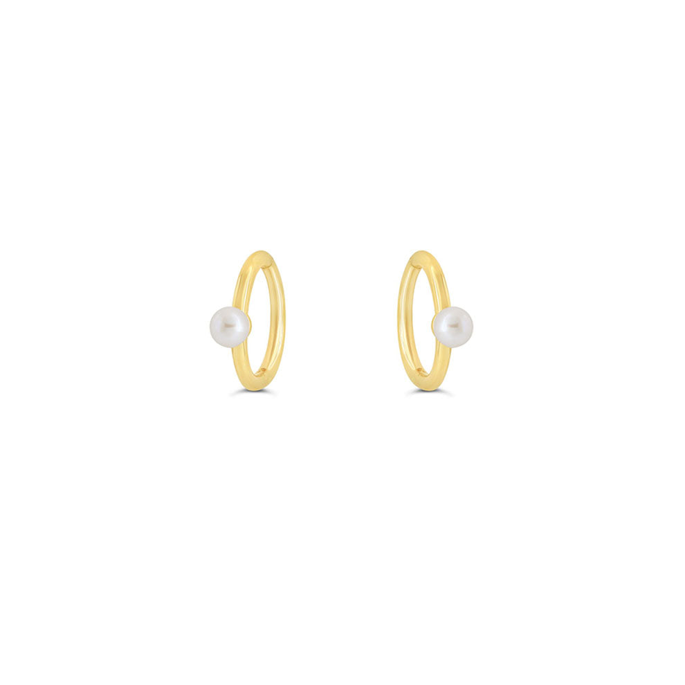 Genuine Pearl Clicker Hoop Earrings 10mm (39778)