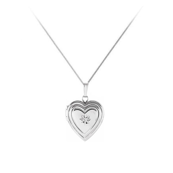 Sterling Silver and Diamond Heart Locket .01ct (40632)