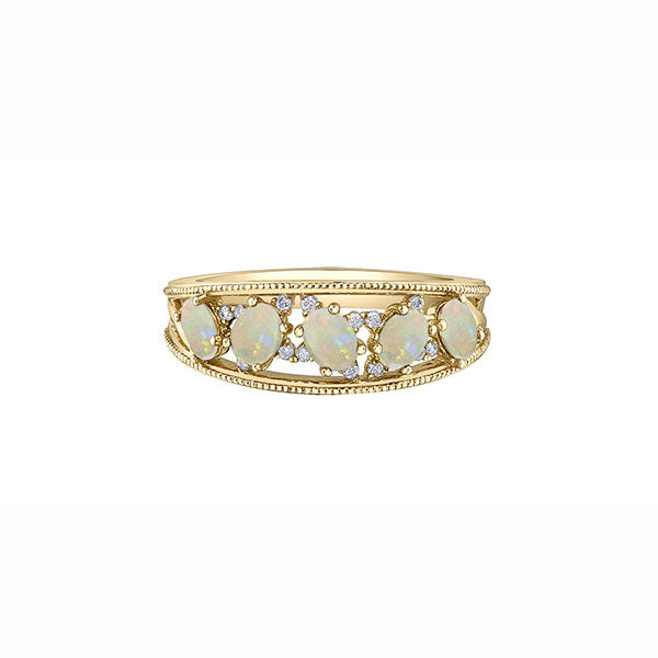 Genuine Opal and Diamond Cluster Band (40672)